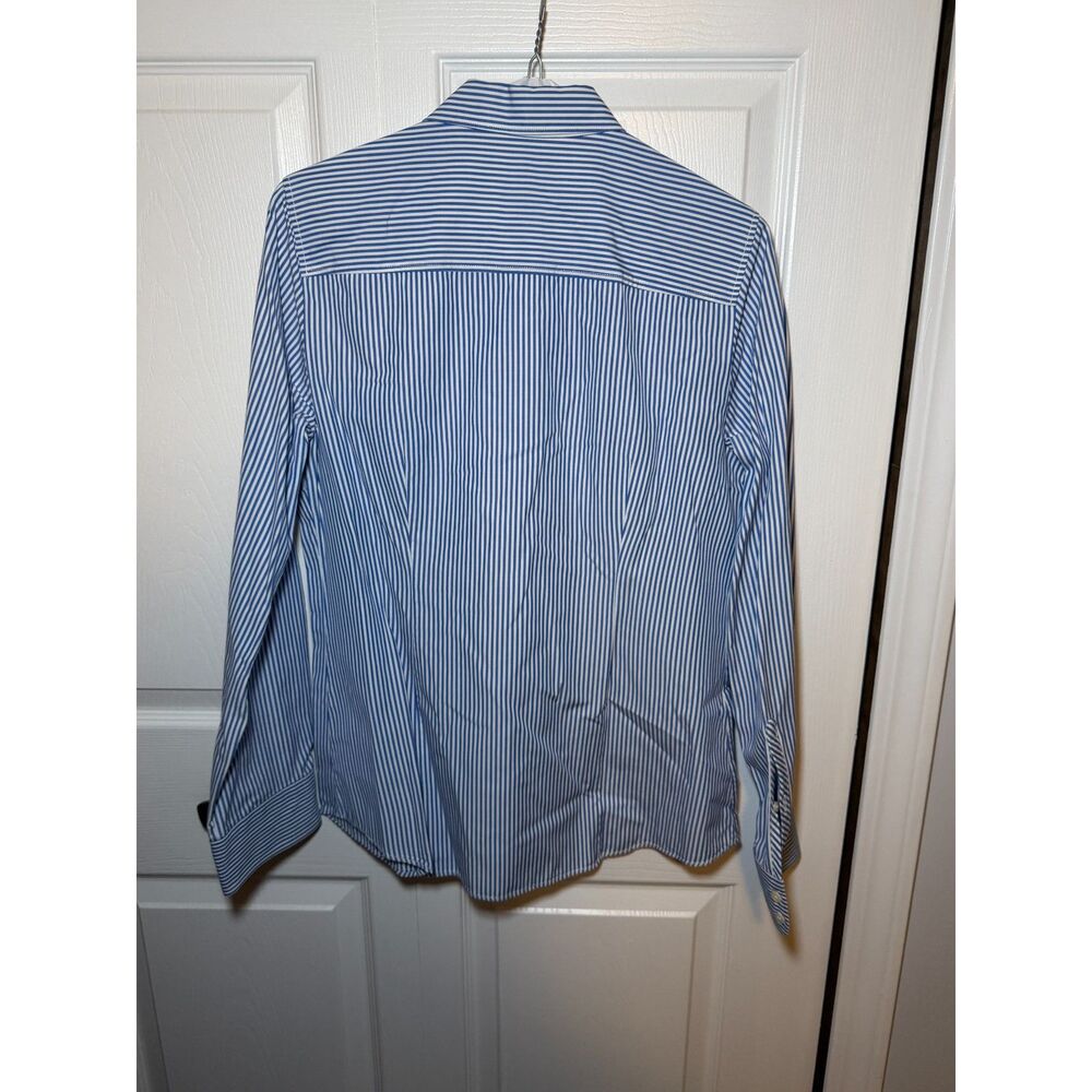 J.Crew Haberdashery Blue White Stripe Button Front Shirt Women's Medium - Picture 2 of 3